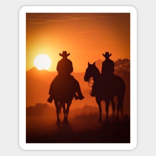 Cowboys at sunset Sticker